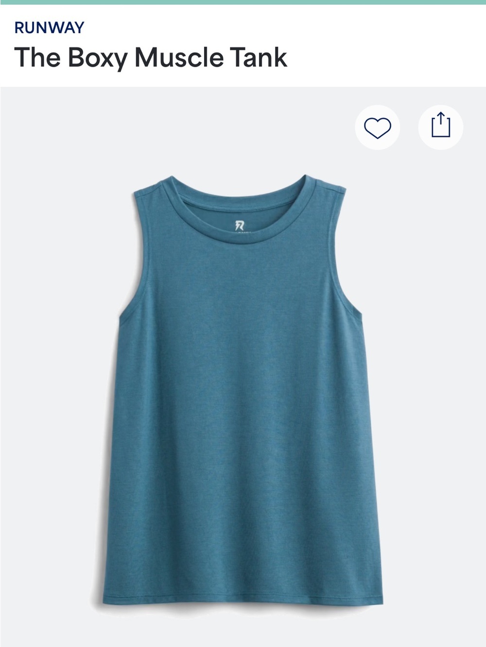 Runway The Boxy Muscle Tank - Teal Blue